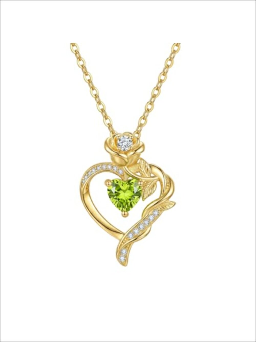 14K Gold Plated Rose Heart Pendant Necklace Gift